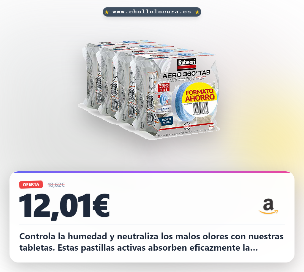 Aprovecha las tabletas recambio Rubson Aero 360 para deshumidificadores y neutraliza olores al mejor precio