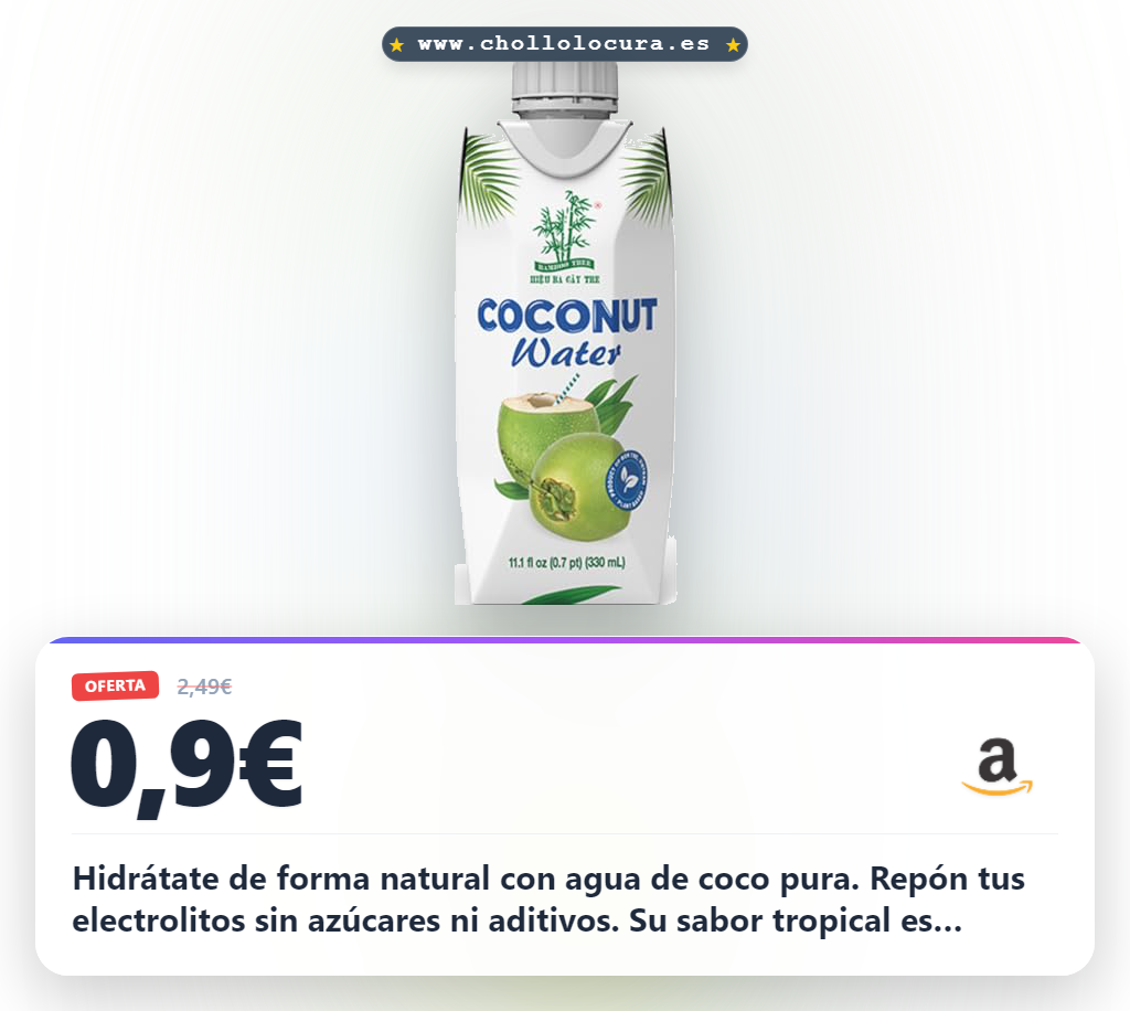 Compra Agua de Coco Natural Bamboo Tree 330 ml Sin Azúcar: hidratación con electrolitos al mejor precio