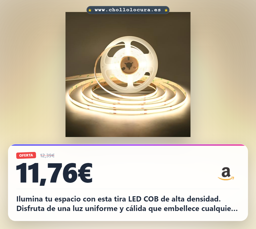 Ahorra con esta tira LED COB flexible de 1600 luces blanca natural y regulable al mejor precio para tu hogar