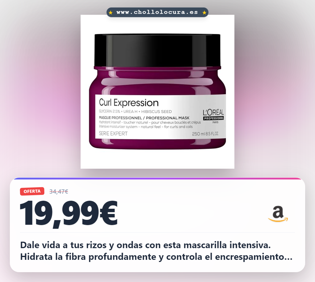 Aprovecha la mascarilla hidratante intensiva Curl Expression para rizos y ondas con brillo y control anti-frizz