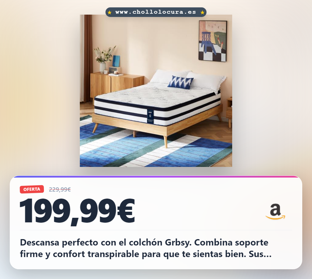 Compra el colchón Grbsy viscoelástico 135x190cm con muelles ensacados en oferta