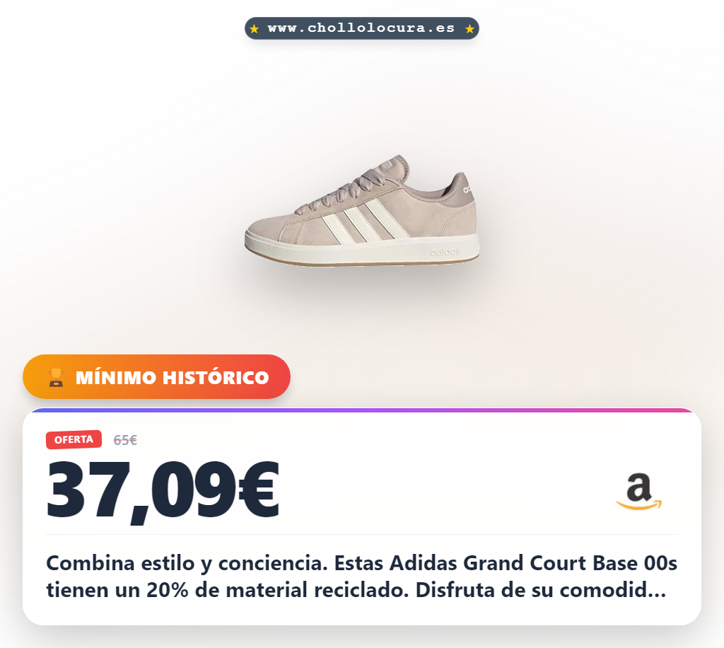 Adquiere las Adidas Grand Court Base 00s con ante y material reciclado. ¡Chollo de última unidad!