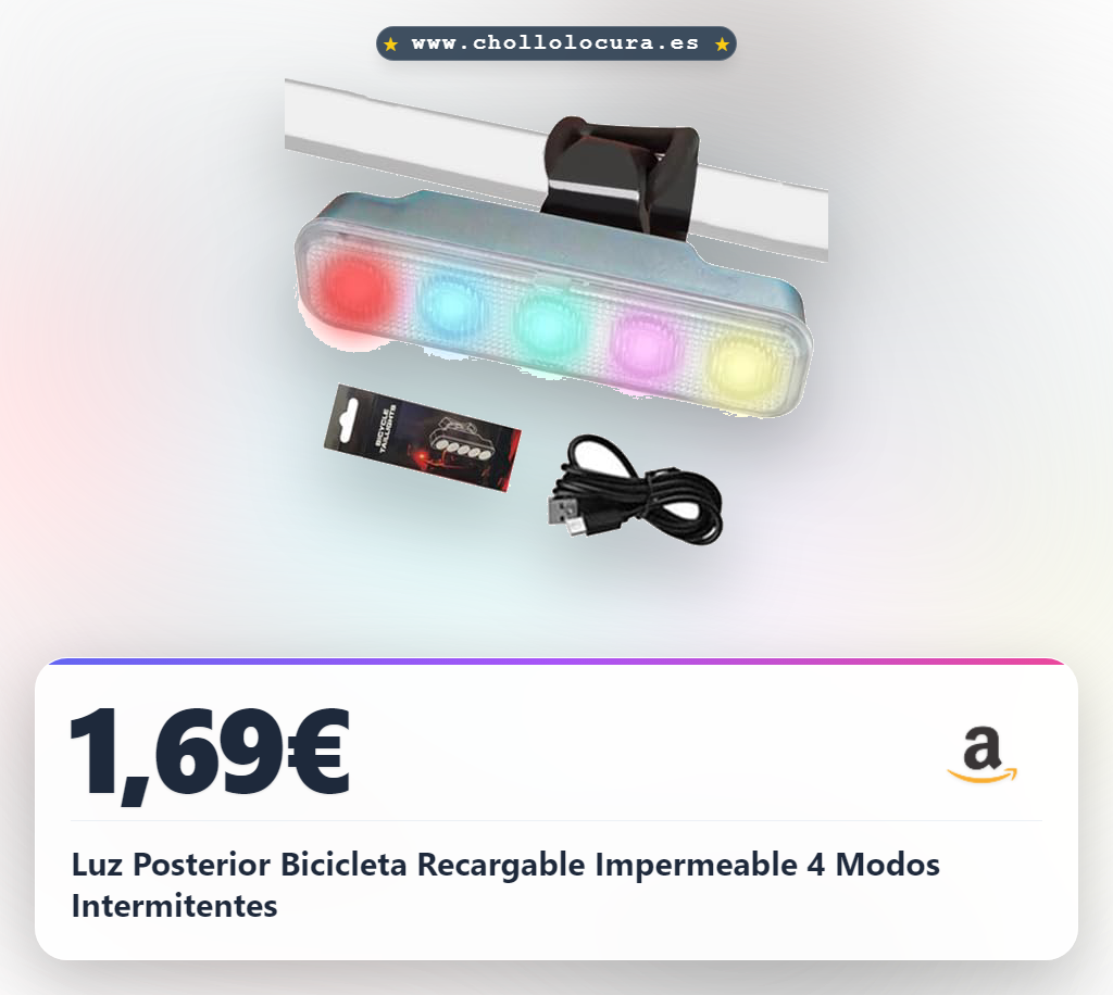 Luz Posterior Bicicleta Recargable Impermeable 4 Modos Intermitentes