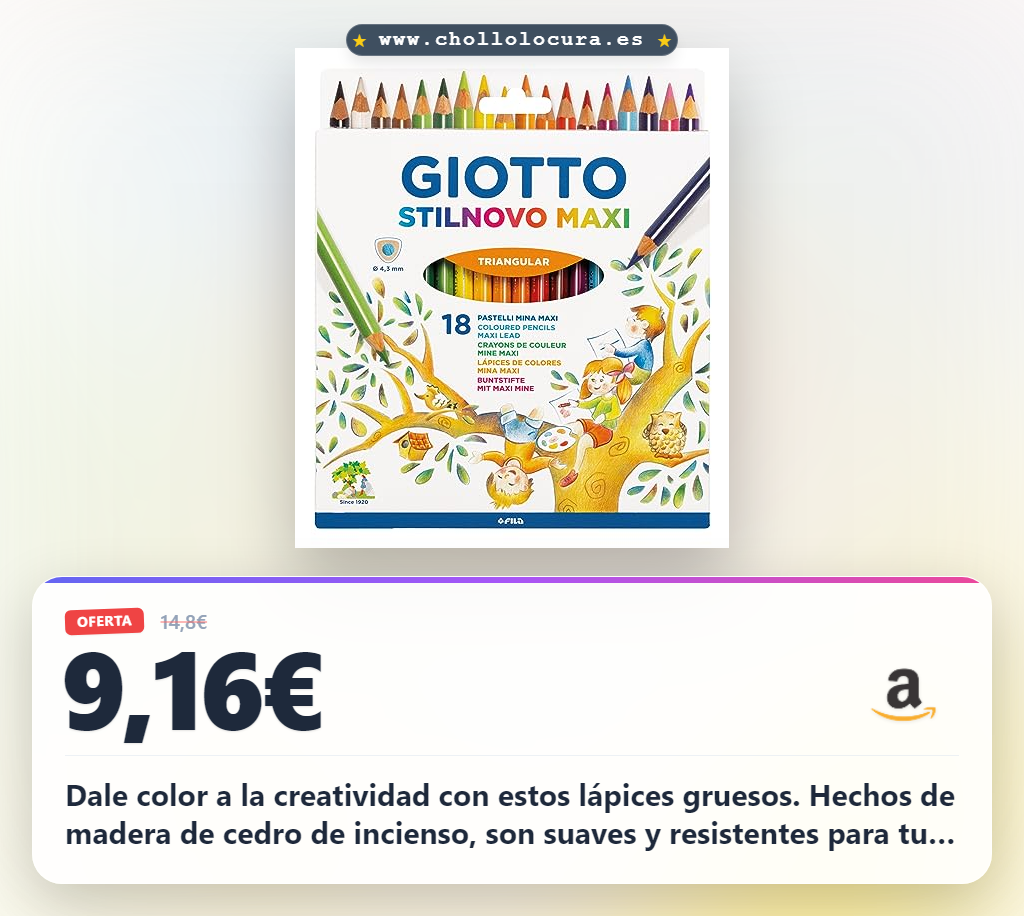 Aprovecha los lápices de colores Giotto Stilnovo Maxi en oferta: 18 unidades de madera de cedro