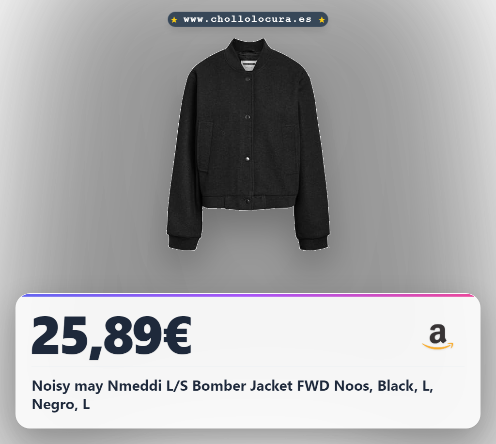 Noisy may Nmeddi L/S Bomber Jacket FWD Noos, Black, L, Negro, L