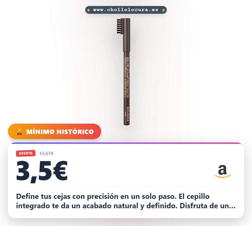 Llévate el lápiz de cejas Bourjois Precision Tono 004 Dark Brunette con cepillo integrado y acabado natural en oferta.