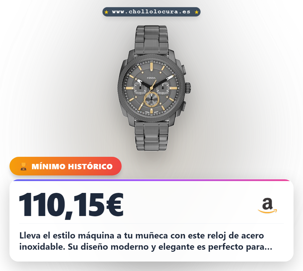 Aprovecha el Reloj Fossil Machine FS6160 de acero inoxidable para hombre de 44 mm a precio de chollo