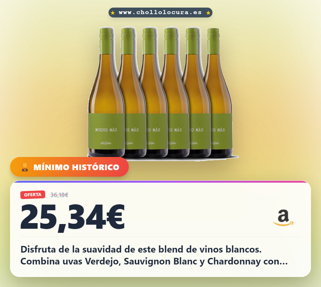 Aprovecha este vino blanco blend Bacchus de oro 2021 con aromas de melocotón y cítricos al mejor precio