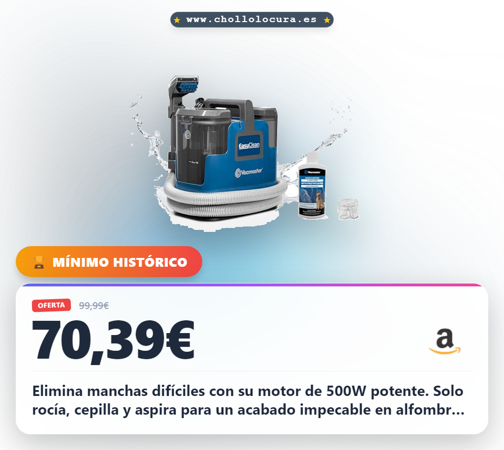 Aprovecha el limpiador Vacmaster 500W para alfombras y manchas en oferta: limpieza multisuperficie fácil