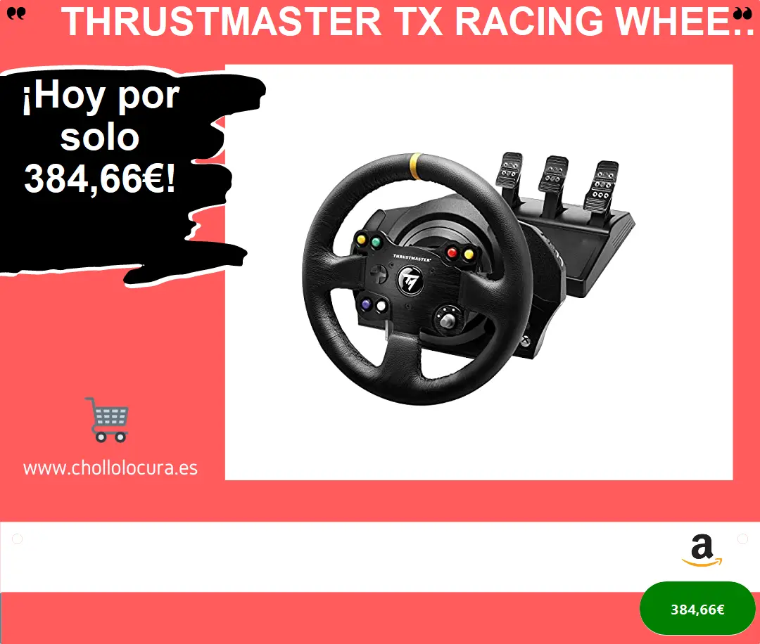 Thrustmaster TX Racing Wheel Leather Edition, Volante y Pedales, Xbox Series X|S, Force Feedback, Motor Brushless, Sistema de Correa Doble, Tecnología Magnética, Volante Intercambiable