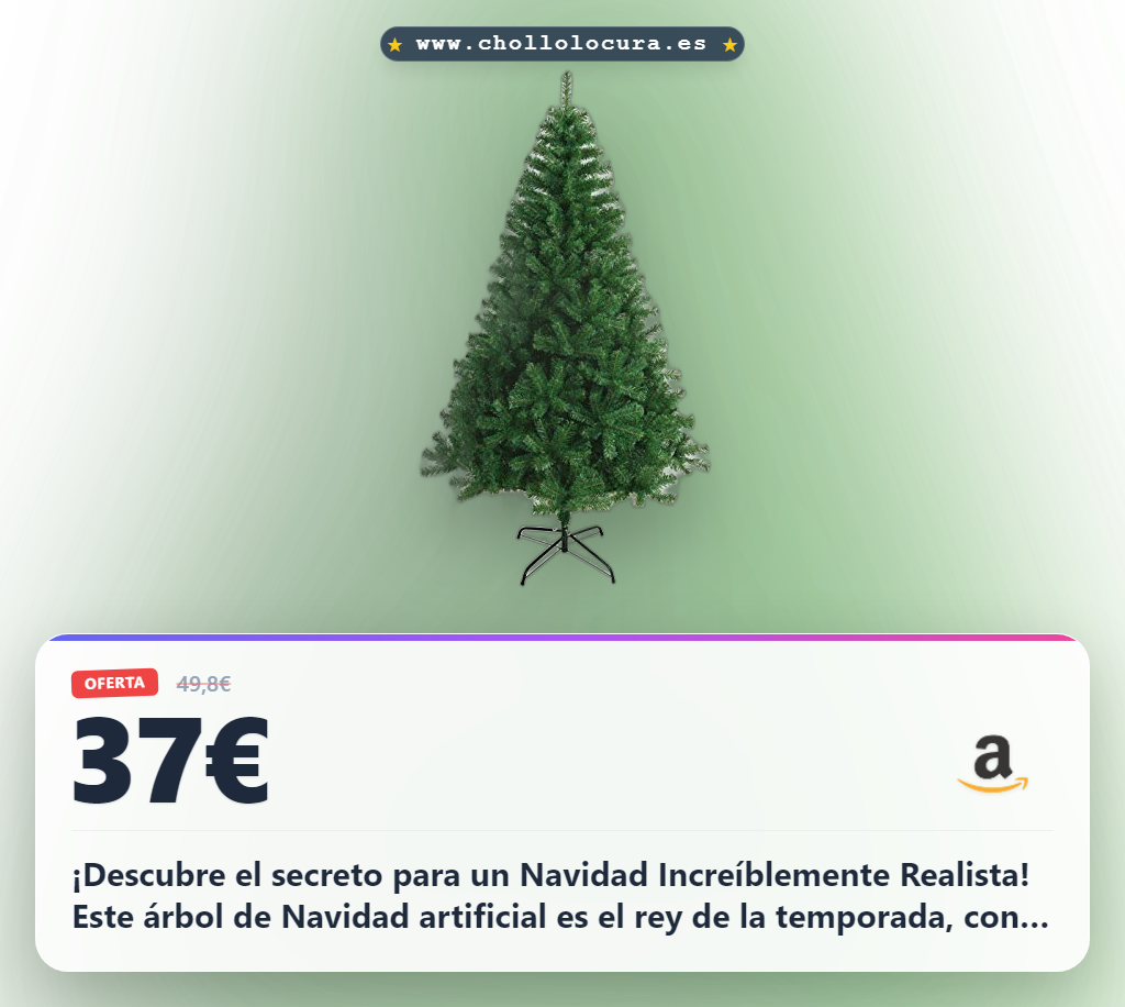 ¡Descubre el secreto para un Navidad Increíblemente Realista!

Este árbol de Navidad artificial es el rey de la temporada, con sus 617 ramas de primera calidad y hojas de espumillón que parecen naturales. ¡No te preocupes por la seguridad, las puntas sin plastificante son flexibles y seguras para niños y mascotas!
