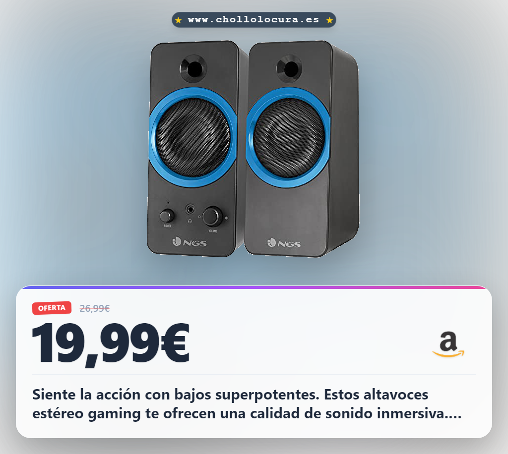 Adquiere los altavoces estéreo gaming NGS GSX-200 con 20W y bajos supergraves a precio de chollo en oferta histórica
