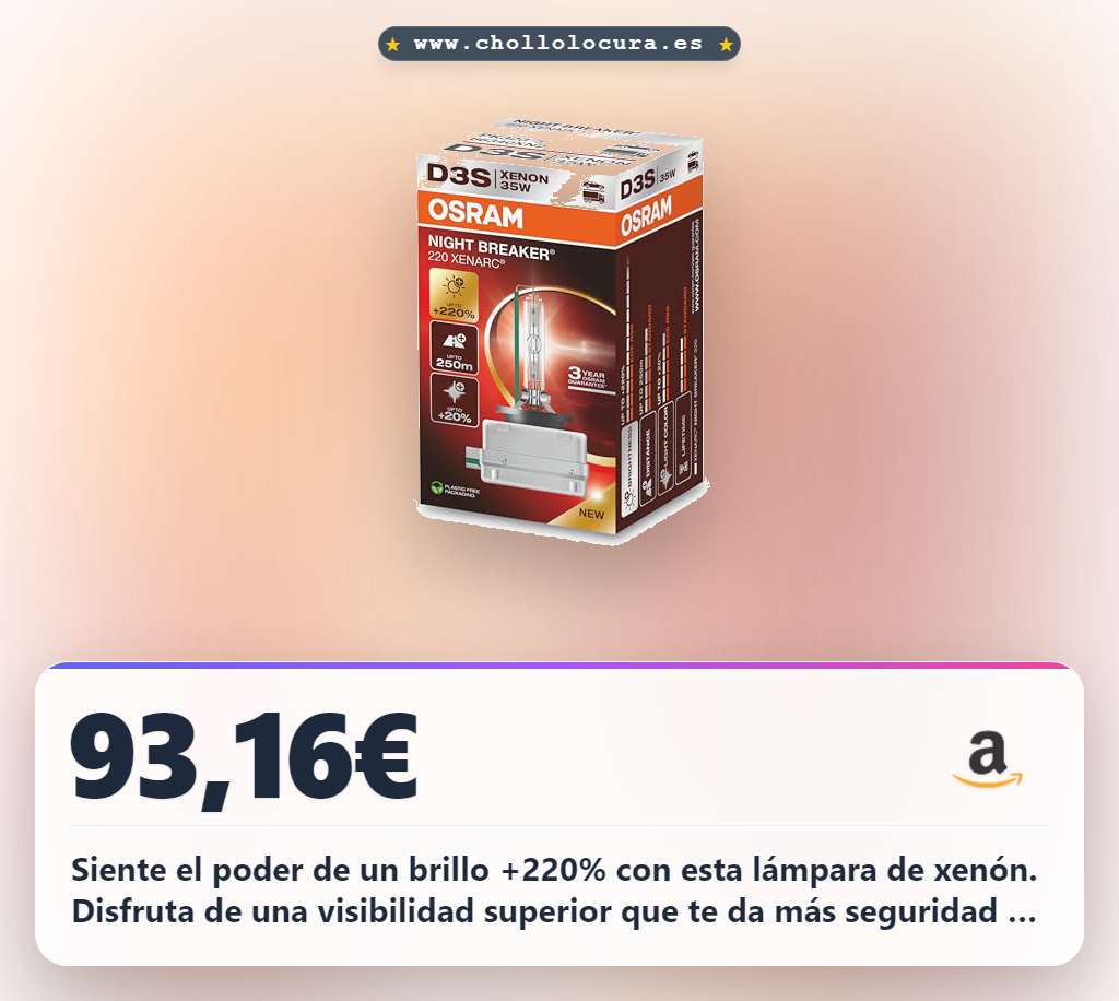 Adquiere el faro de xenón OSRAM XENARC NIGHT BREAKER 66340XN2 con más de +220% brillo al mejor precio