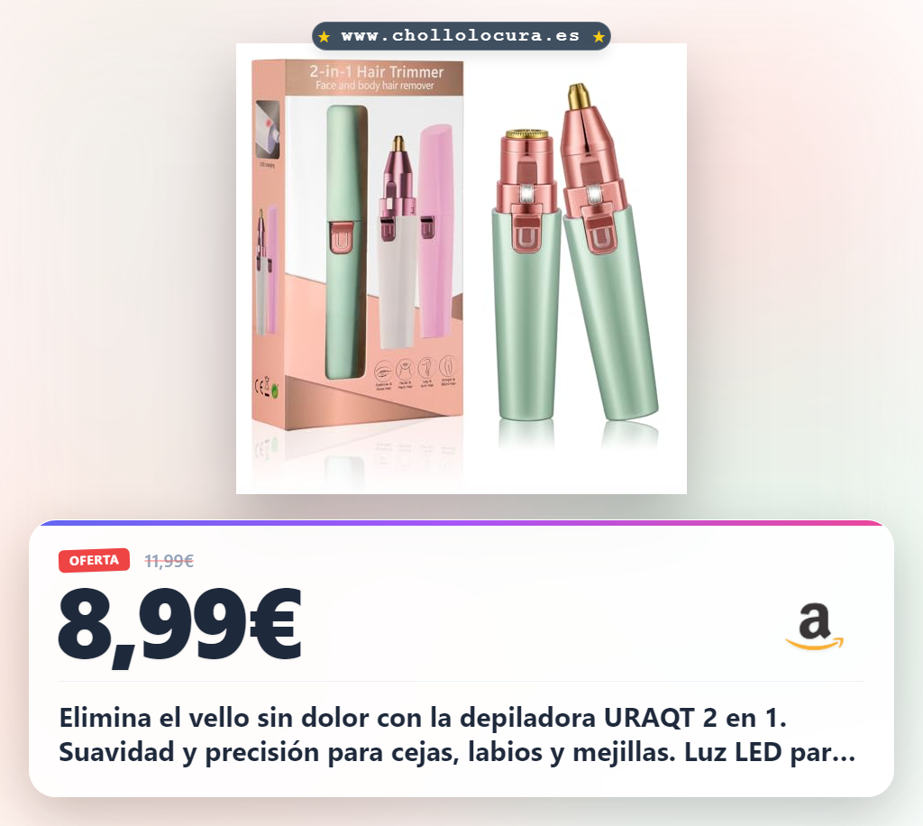 Aprovecha la depiladora facial URAQT 2 en 1 con luz LED y cabezal de repuesto al mejor precio