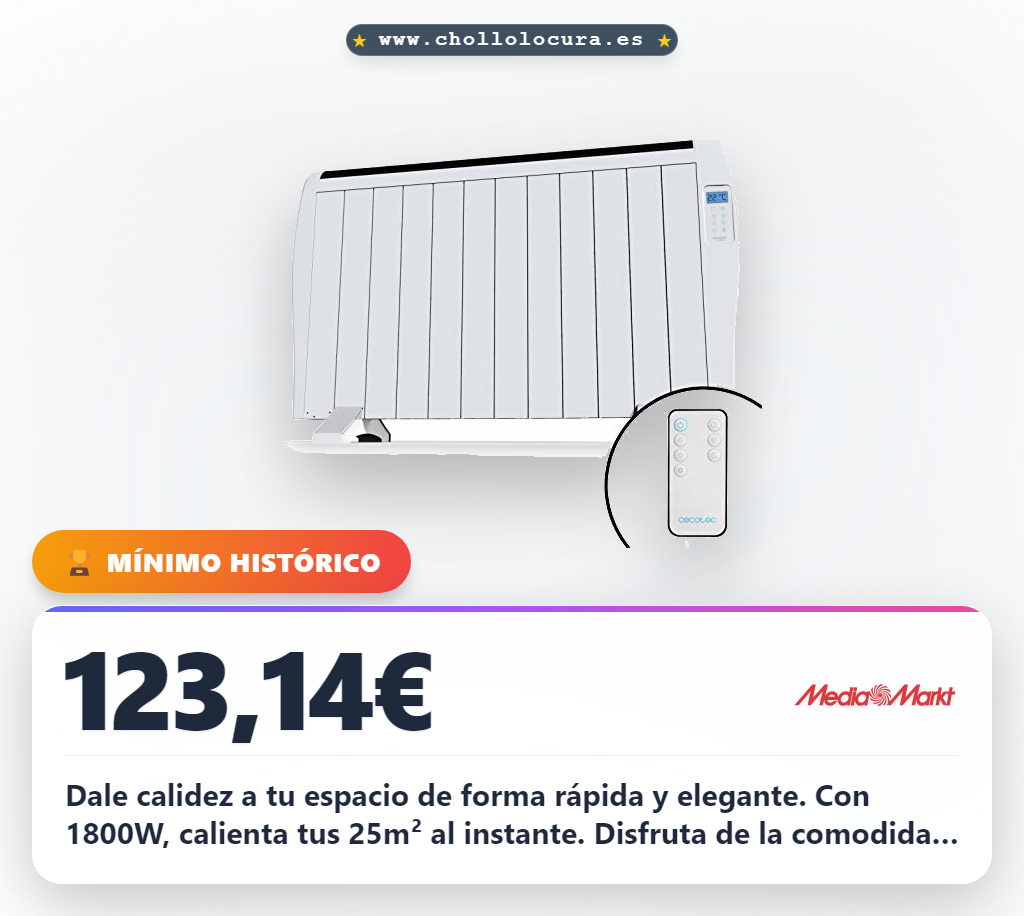 Compra el emisor térmico Cecotec Ready Warm 2500 Thermal de 1800W, calienta 25m² rápido y seguro