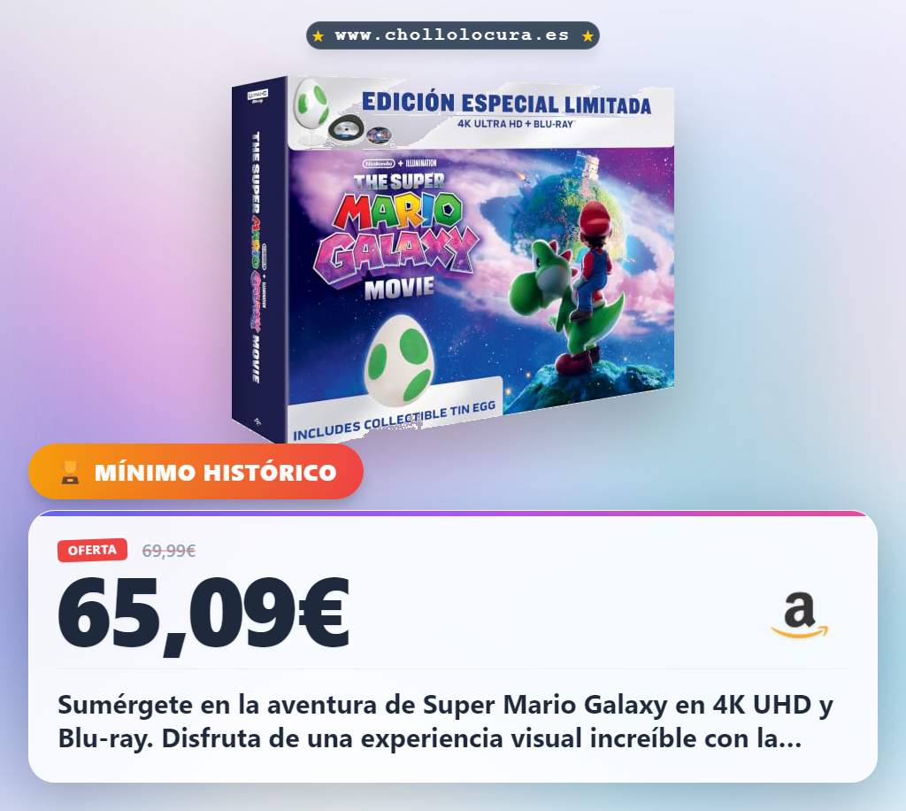 Aprovecha Super Mario Galaxy: La película 4K UHD + BD con edición especial huevo Yoshi en oferta