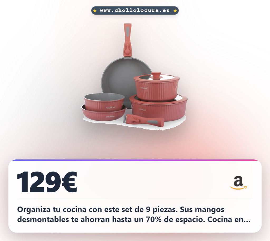 Obtén la Batería de cocina KASANOVA 9 piezas antiadherente, ideal para inducción y horno. ¡Oferta Imperdible!