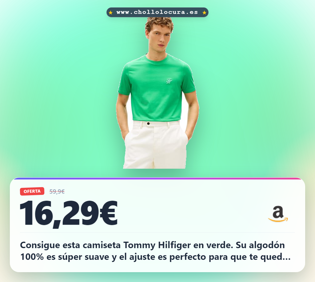 Consigue la camiseta Tommy Hilfiger hombre de manga corta script en verde XXL al mejor precio del año en oferta histórica en algodón