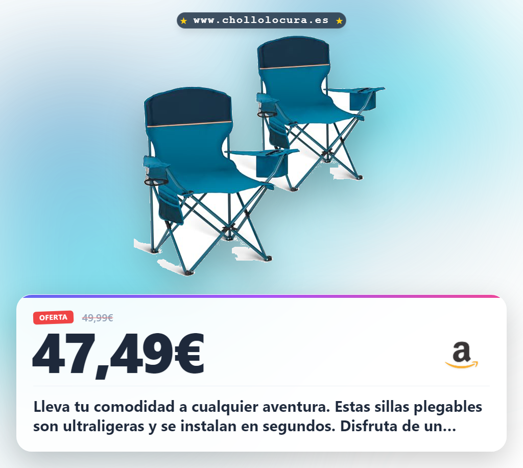 Aprovecha el juego de 2 sillas de camping plegables 102 kg con soporte para bebidas al mejor precio