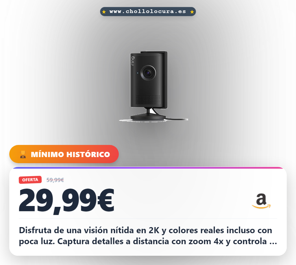 Consigue la Cámara interior Plus 2K con visión nocturna y zoom 4x al mejor precio en oferta