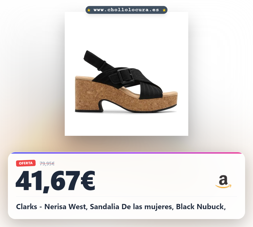 Clarks - Nerisa West, Sandalia De las mujeres, Black Nubuck,