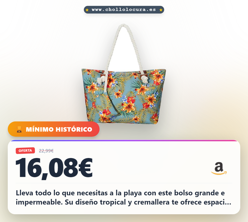 Aprovecha este bolso de playa grande impermeable DonDon con cremallera estilo tropical vintage para el verano