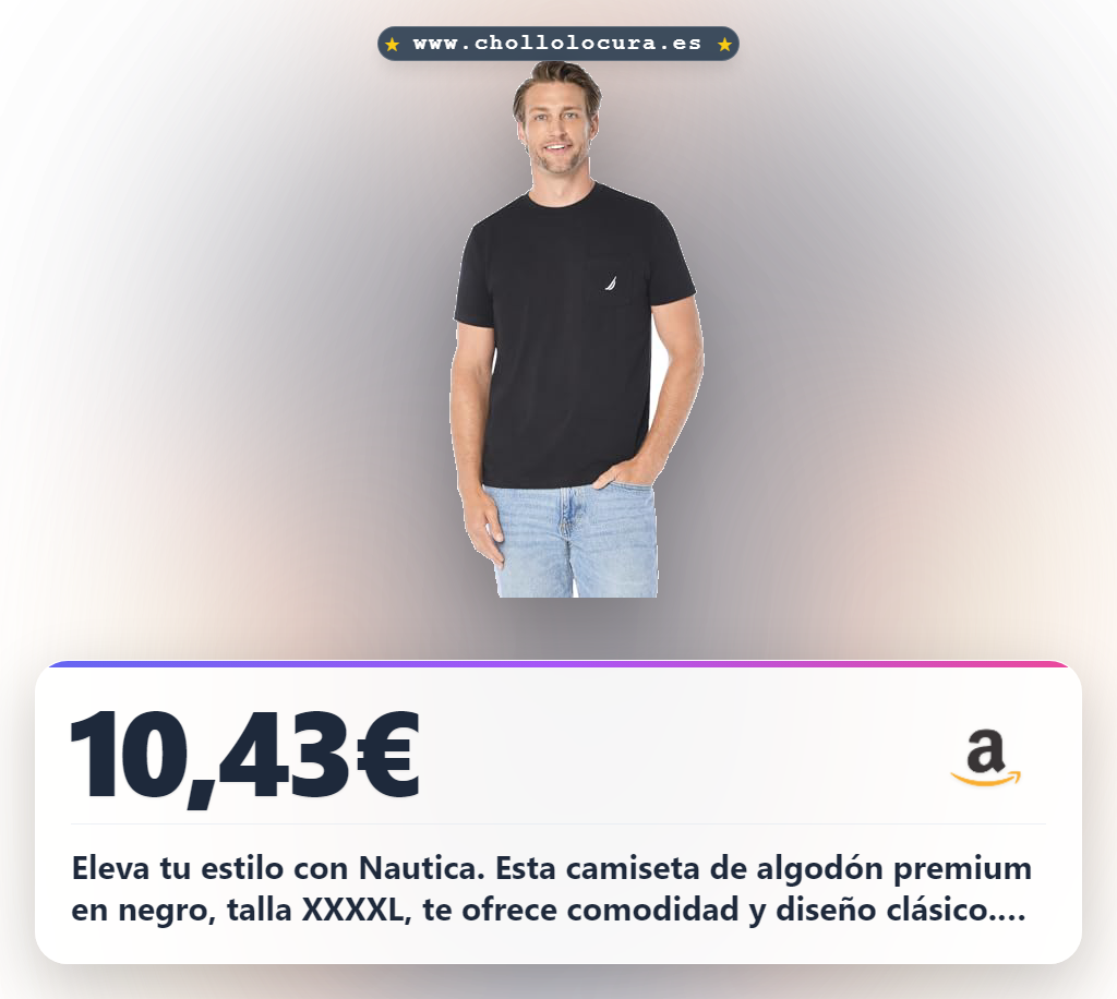 Descubre la camiseta Nautica para hombre negra en talla XXXXL con cuello redondo al mejor precio