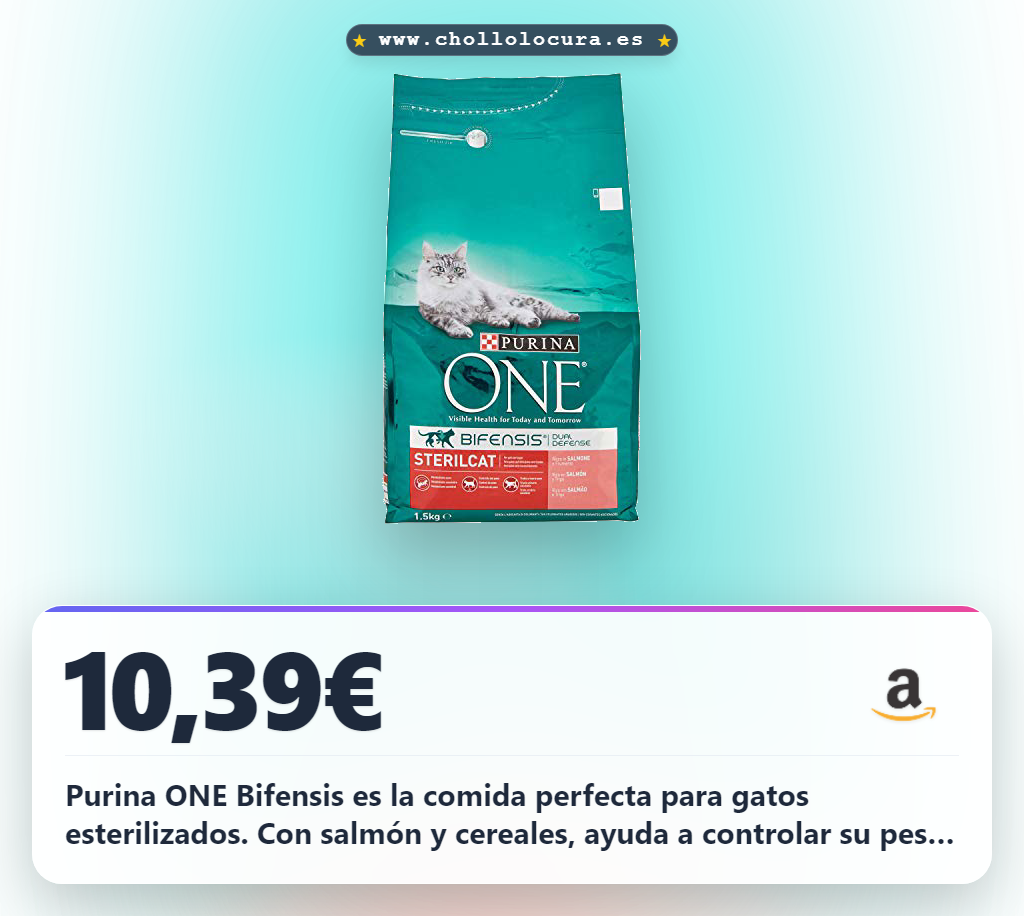 Consigue la comida Purina ONE Bifensis para gatos esterilizados adultos con salmón y cereales al mejor precio