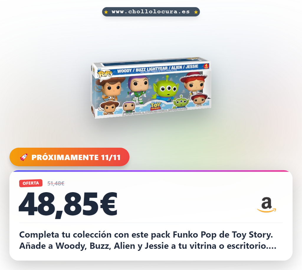 Logra el pack Funko POP! Disney Pixar Toy Story 4 piezas Woody Buzz Jessie a precio de chollo