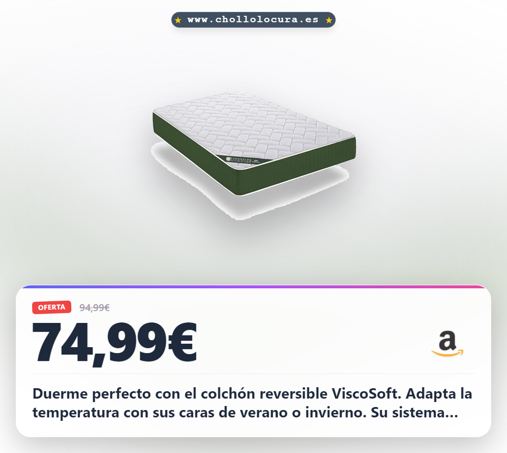 Aprovecha el colchón reversible ViscoSoft Dormio Esmeralda para un descanso ergonómico y transpirable al mejor precio