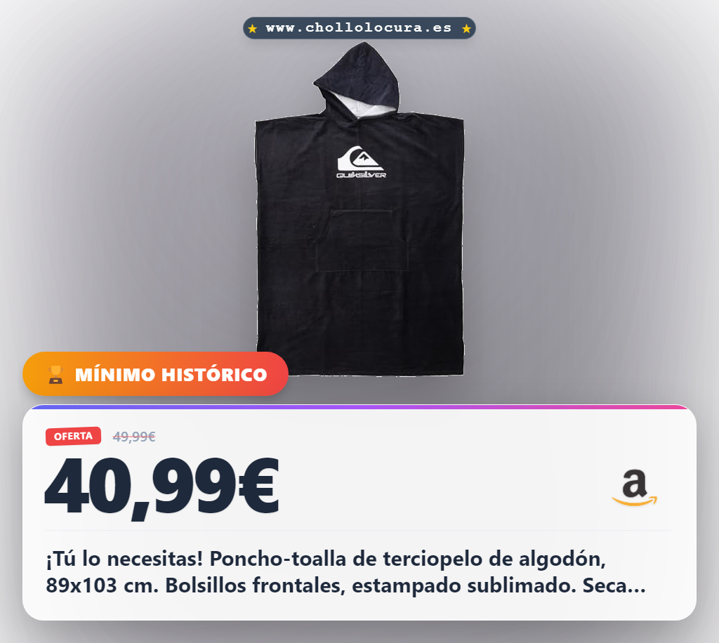 Quiksilver Hoody Towel - Poncho-Toalla para Surf para Hombre