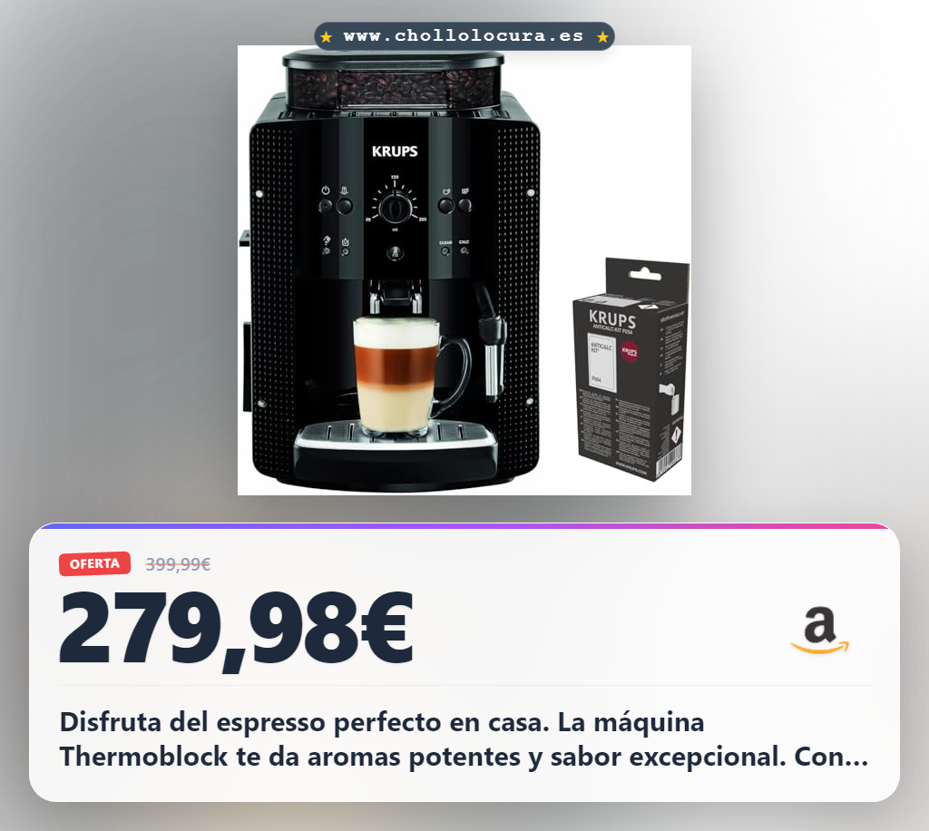 Aprovecha la máquina de espresso Krups Essential con Thermoblock y kit de bienvenida al mejor precio