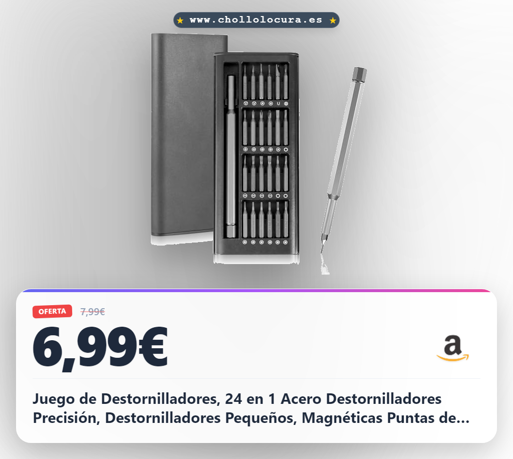 Consigue el juego de destornilladores 24 en 1 magnéticos de acero S2 para reparar móviles y electrónicos al mejor precio