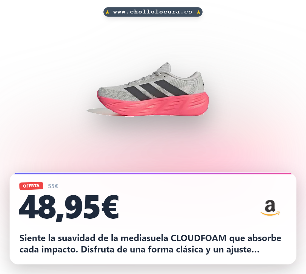 Siente la suavidad de la mediasuela CLOUDFOAM que absorbe cada impacto. Disfruta de una forma clásica y un ajuste perfecto para tus carreras. El empeine textil y sintético te ofrece máxima flexibilidad y transpirabilidad. ¡El confort que necesitas para superar tus límites!