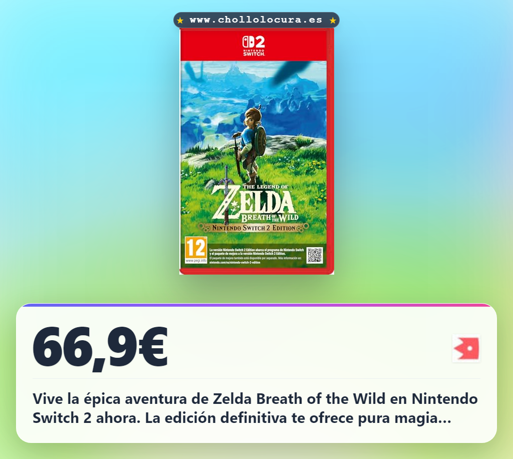 Aprovecha la épica aventura de Zelda Breath of the Wild en Nintendo Switch 2 al mejor precio gamer