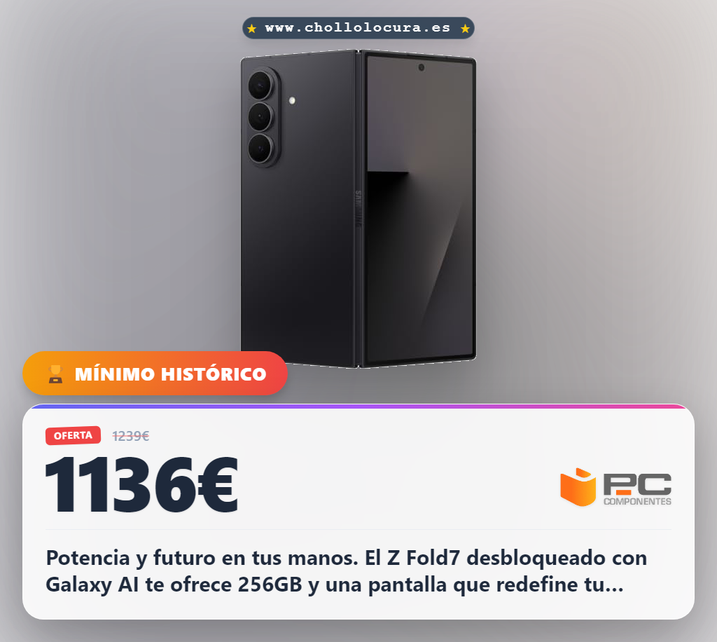 Adquiere el Samsung Galaxy Z Fold7 5G con Galaxy AI y 256 GB desbloqueado al mejor precio en oferta