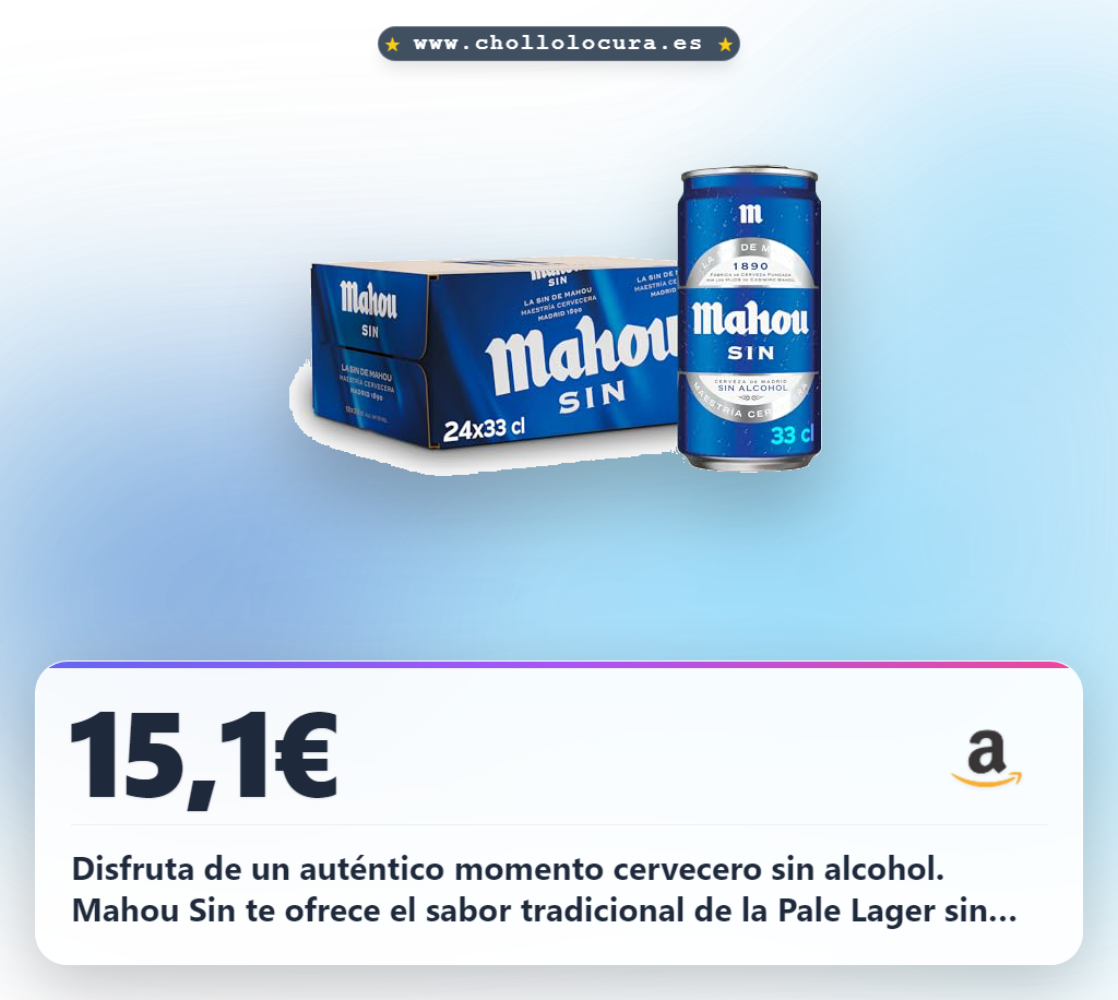 Aprovecha la cerveza Mahou Sin 0.0% alcohol en pack de 24 latas a precio de chollo