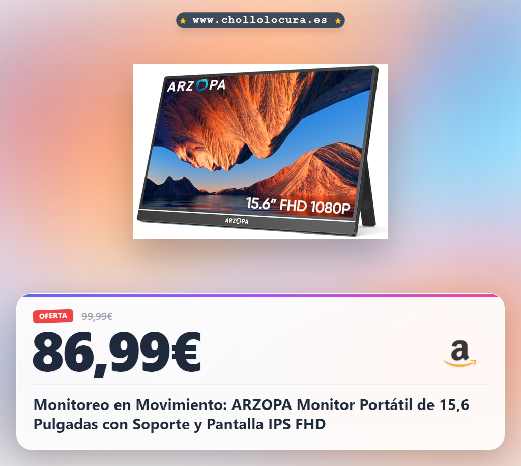 Monitoreo en Movimiento: ARZOPA Monitor Portátil de 15,6 Pulgadas con Soporte y Pantalla IPS FHD
