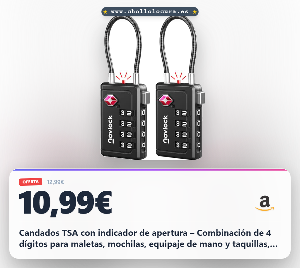 Candados TSA con indicador de apertura – Combinación de 4 dígitos para maletas, mochilas, equipaje de mano y taquillas, color negro (2 uds.)