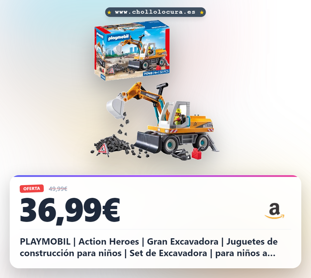 PLAYMOBIL | Action Heroes | Gran Excavadora | Juguetes de construcción para niños | Set de Excavadora | para niños a Partir de 4 años | 71749