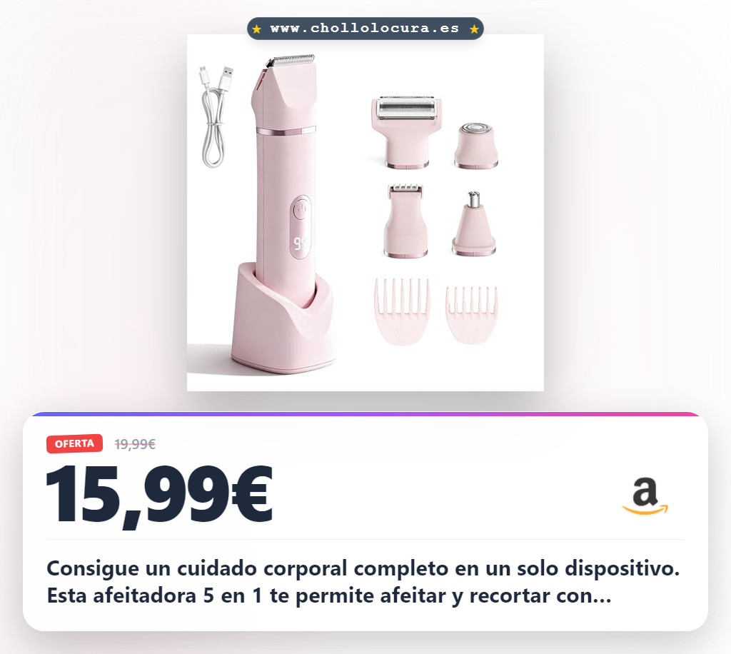 Consigue afeitadora eléctrica mujer 5 en 1 con recorte íntimo y corporal al mejor precio de oferta