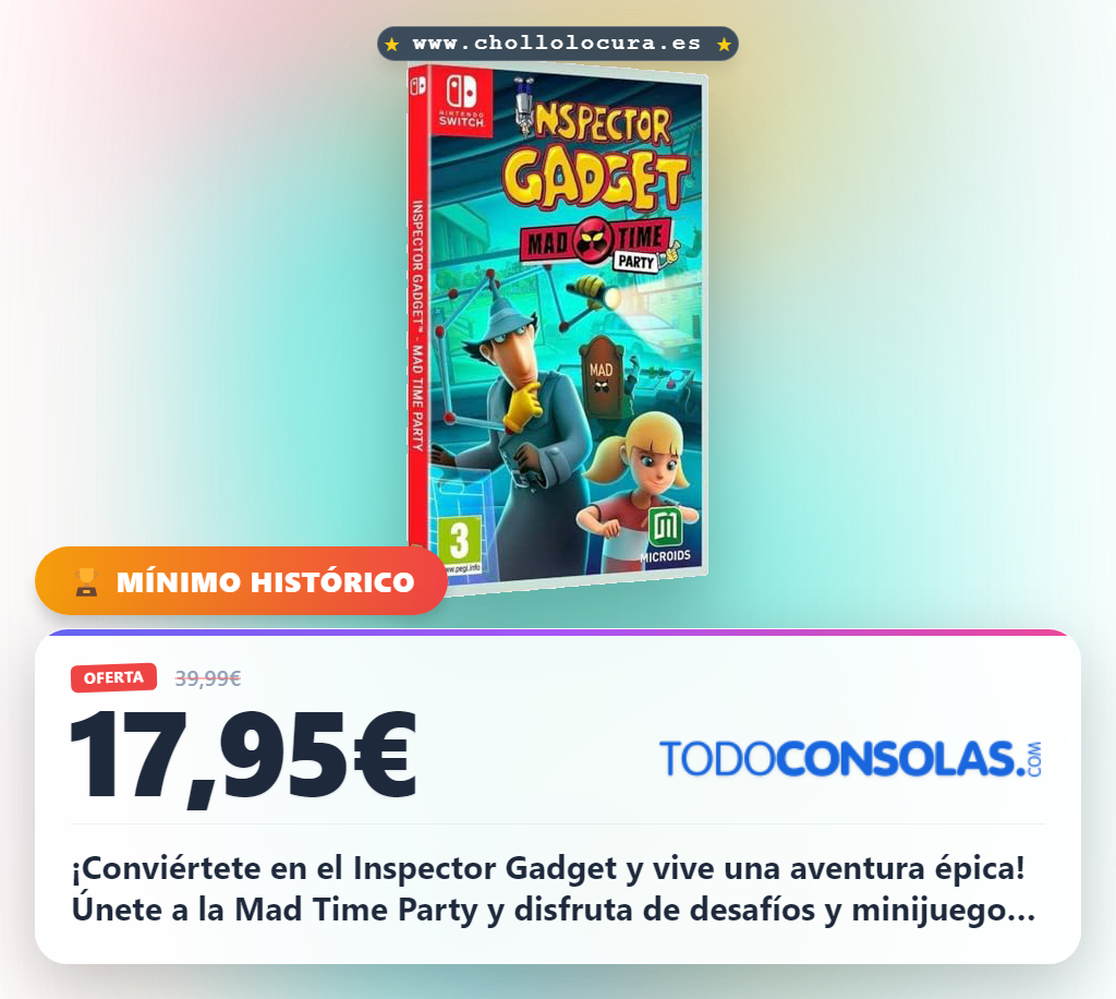 Aprovecha la aventura Inspector Gadget Mad Time Party para Nintendo Switch y diviértete con tus amigos