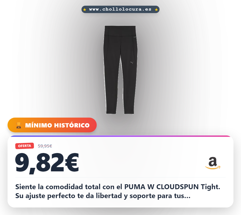 Aprovecha la PUMA W CLOUDSPUN Tight HW FL en oferta histórica al mejor precio de la temporada