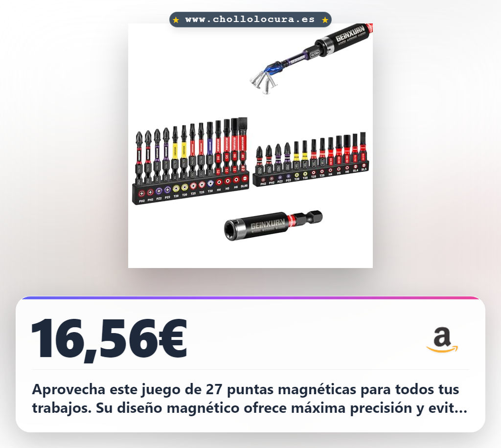 Aprovecha este juego de 27 puntas magnéticas para destornillador de impacto PH PZ Torx Hex al mejor precio
