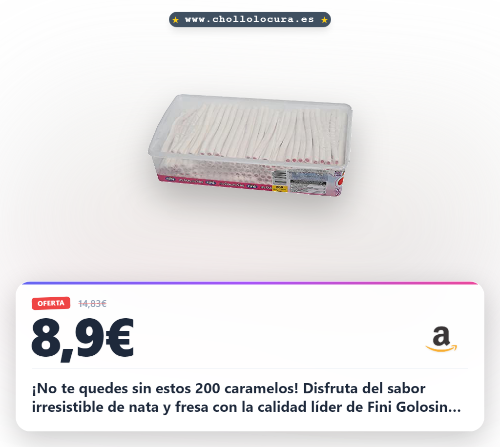 Aprovecha los caramelos Fini Golosinas Finipalo Nata Fresa 200 unidades a precio de chollo. Calidad y diversión garantizadas.