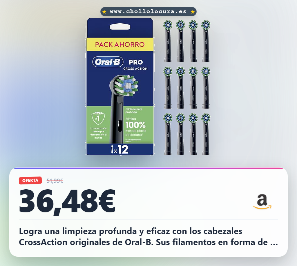 Aprovecha los cabezales Oral-B CrossAction originales para una limpieza profunda y elimina placa al mejor precio