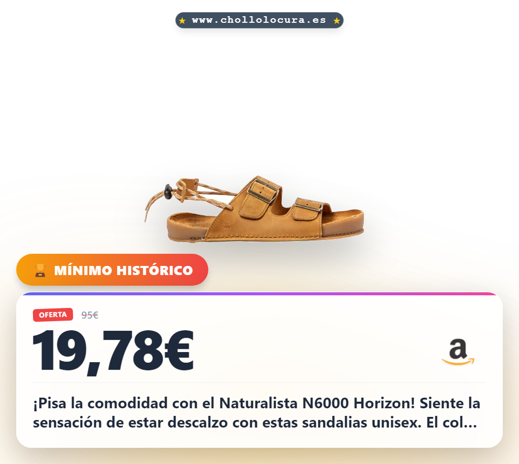 Consigue las sandalias planas El Naturalista N6000 Horizon unisex de mostaza barefoot al mejor precio de oferta histórica