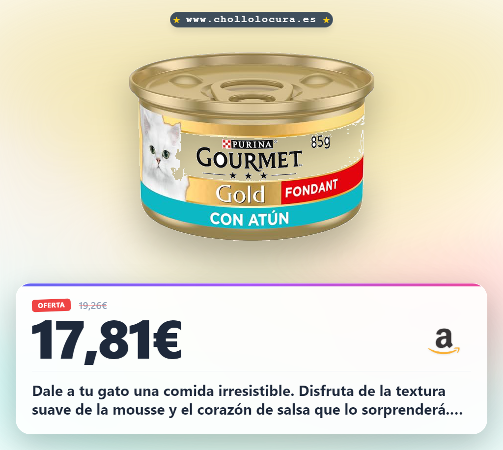 Aprovecha el GOURMET Gold Fondant de atún para gato adulto con mousse y salsa en oferta histórica