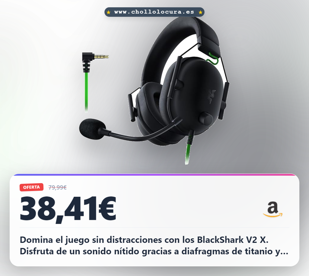 Consigue auriculares gaming Razer BlackShark V2 X con cancelación de ruido y diafragmas de titanio al mejor precio