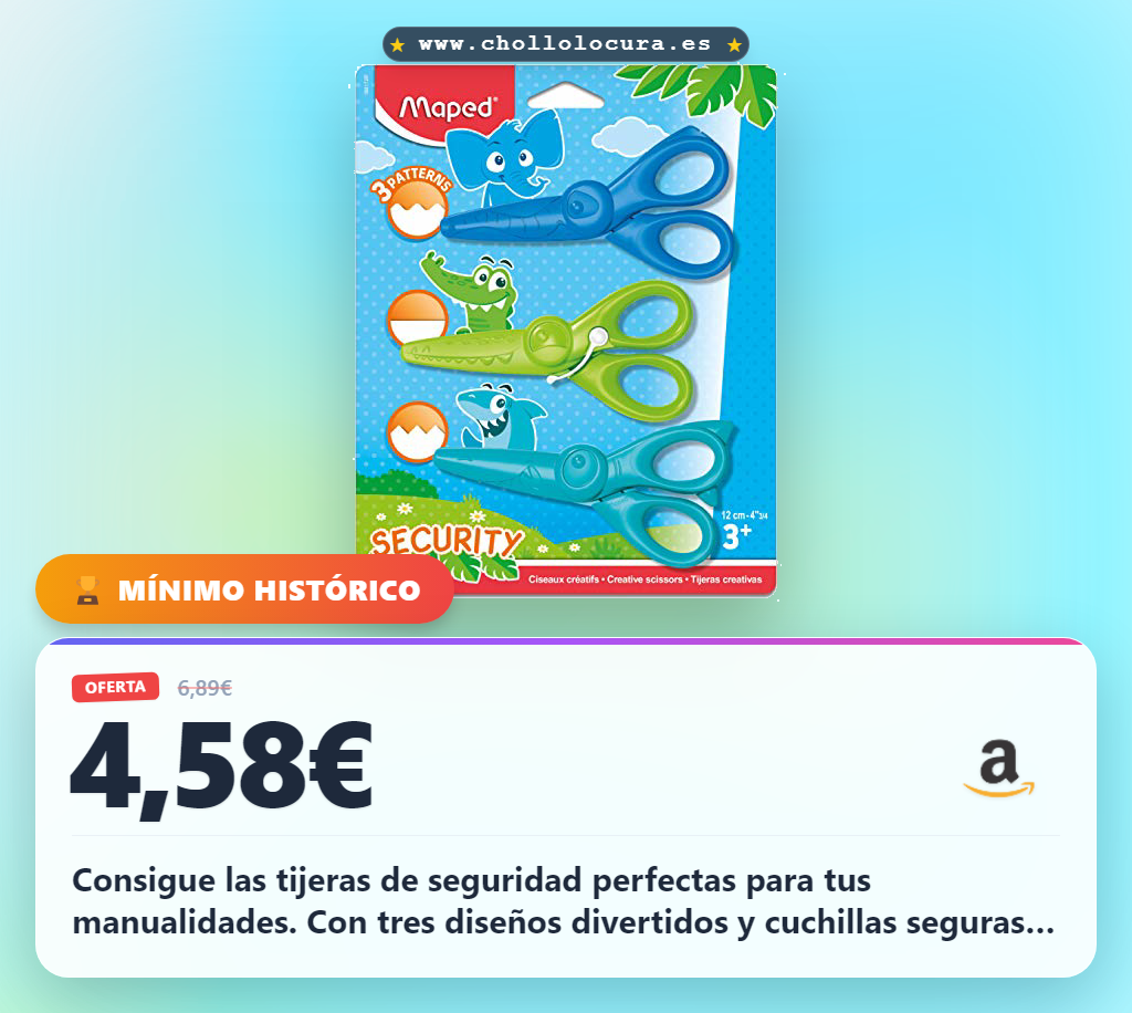 Consigue las tijeras de seguridad para manualidades infantiles con 3 diseños divertidos al mejor precio